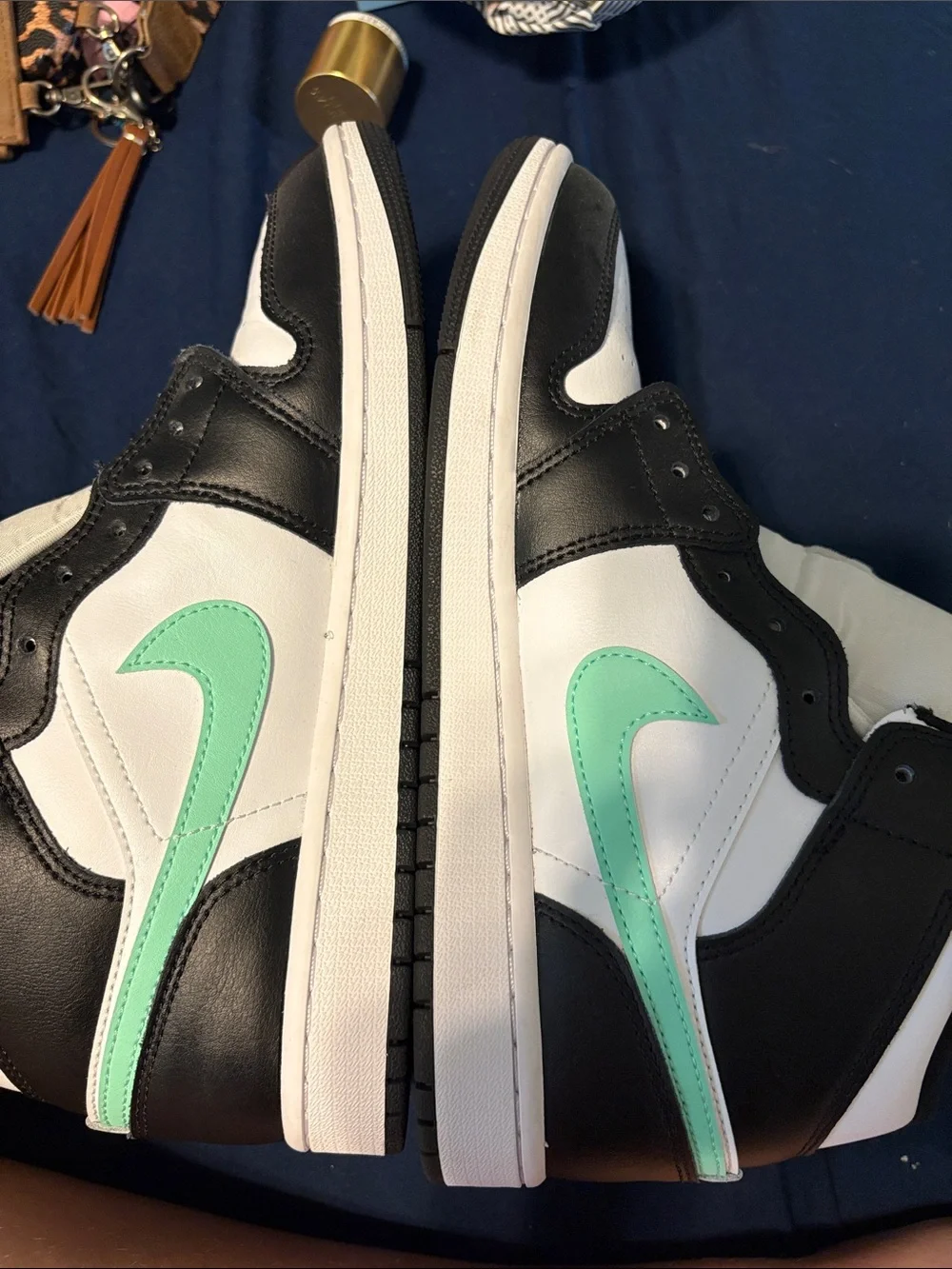 Jordan Black, White & Mint Green High-Top Sneakers